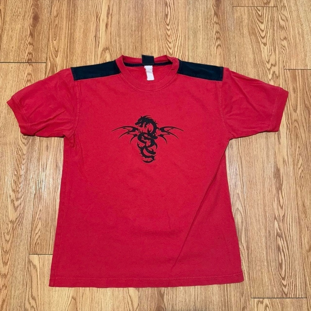 Top Heavy Men's Shirt Dragon Tribal Y2K Skater Red Size Medium